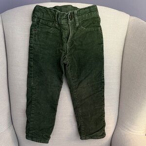 Kids Green Flannel Lined Corduroy Pants